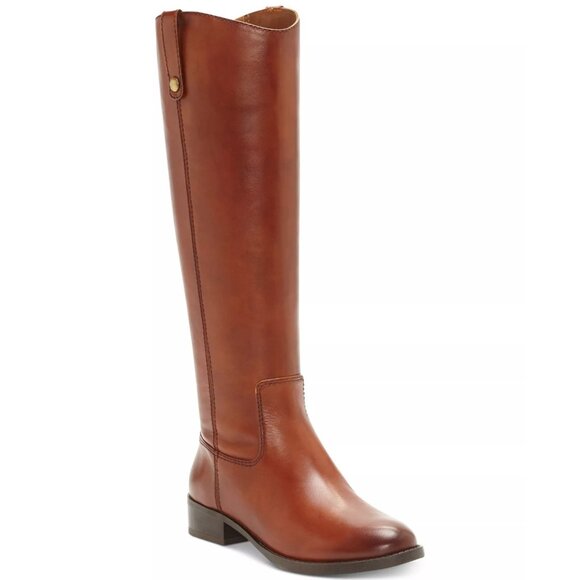 190$ I.N.C International Concepts Wide-Calf Leather Knee Boots Size 7.5 Cognac - Picture 1 of 5